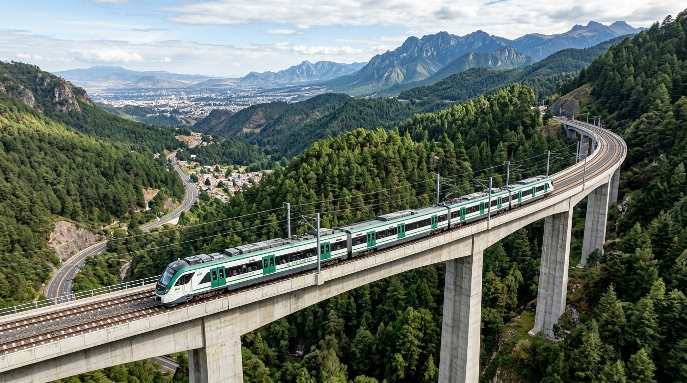 Imagen ilustrativa de un tren sobre un viaducto elevado